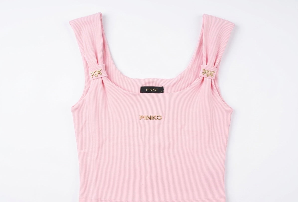 Pinko Love Birds Ribbed Tank Top