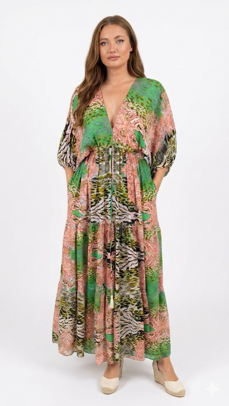 Chic Indo-Western Silk Maxi Dress