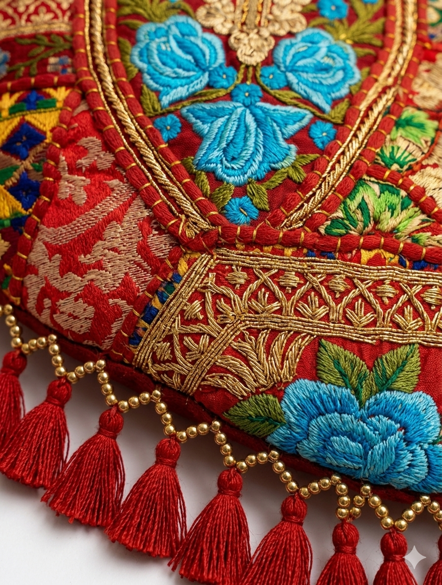 A Dual Masterpiece: Hand-Embroidered Indian Bag