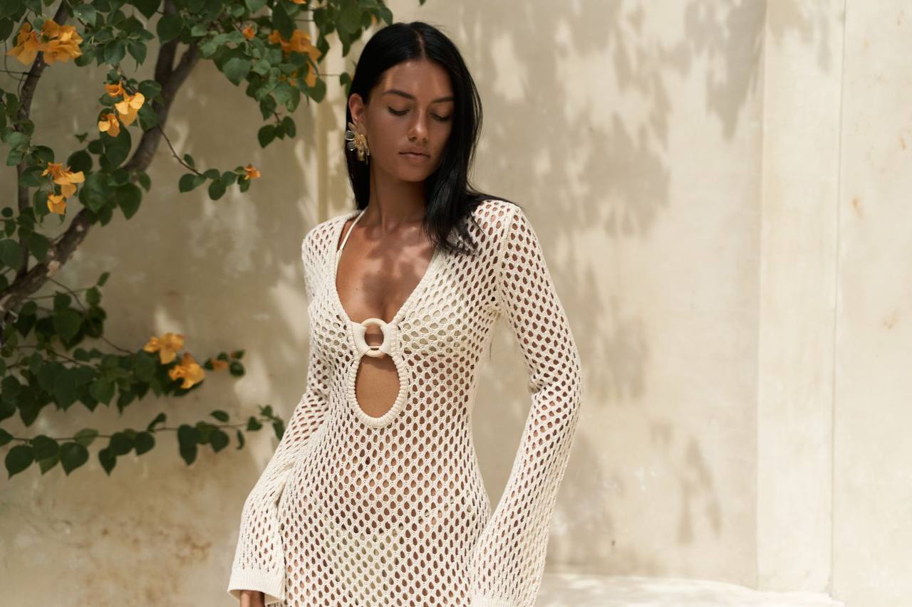 Turkish Knit Ring-Detail Beach Maxi Dress