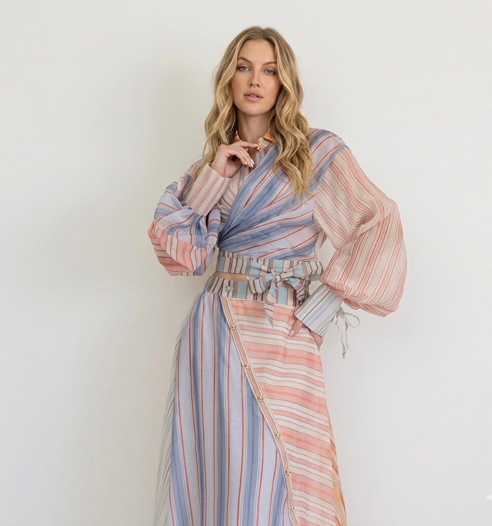ZIMMERMANN SILK-LINEN STRIPED SET