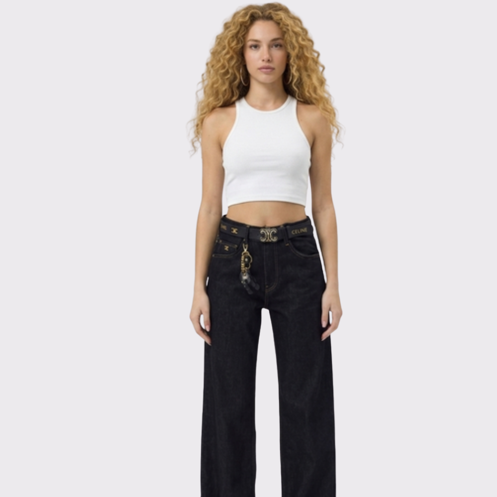 Celine Dark Wash Jeans with Triple Leather Charms
