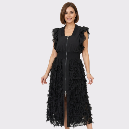 Full-Zip 3D Fringe Dress