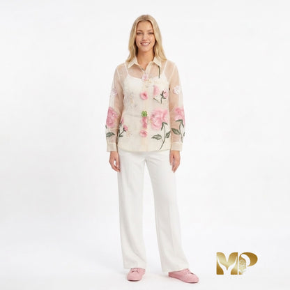 Exquisite Italian Silk & Embellished Blouse