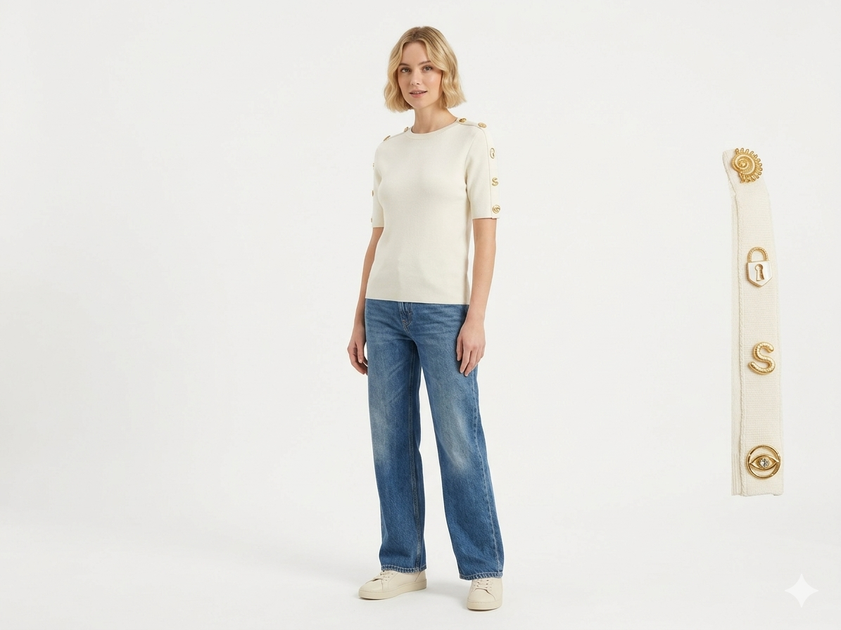 Schiaparelli Iconic Button Embellished Knit Top
