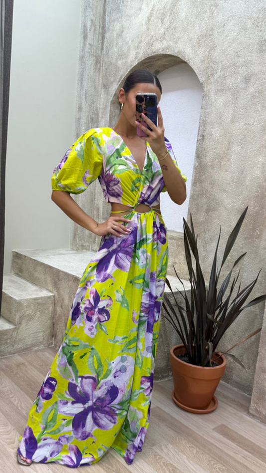 Vibrant Viola Cut-Out Maxi Dress