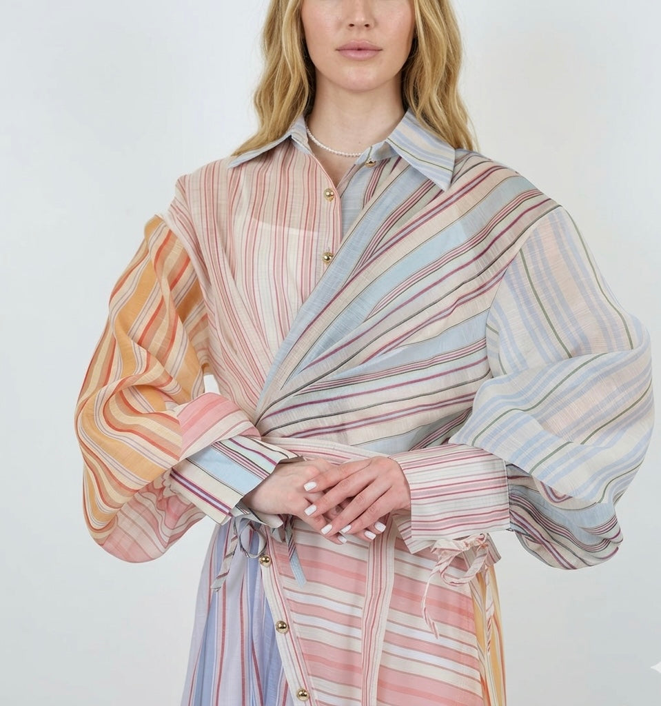 Luminous Silk-Linen Cascade Dress by Zimmermann