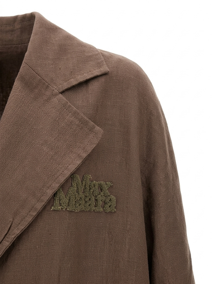 Max Mara Luxury Linen-Cotton Blend Suit with Logo Detailing