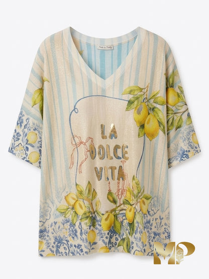Reversible Italian Two-Piece Set: "La Dolce Vita" Print & Stripes
