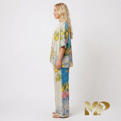 Reversible Italian Two-Piece Set: "La Dolce Vita" Print & Stripes