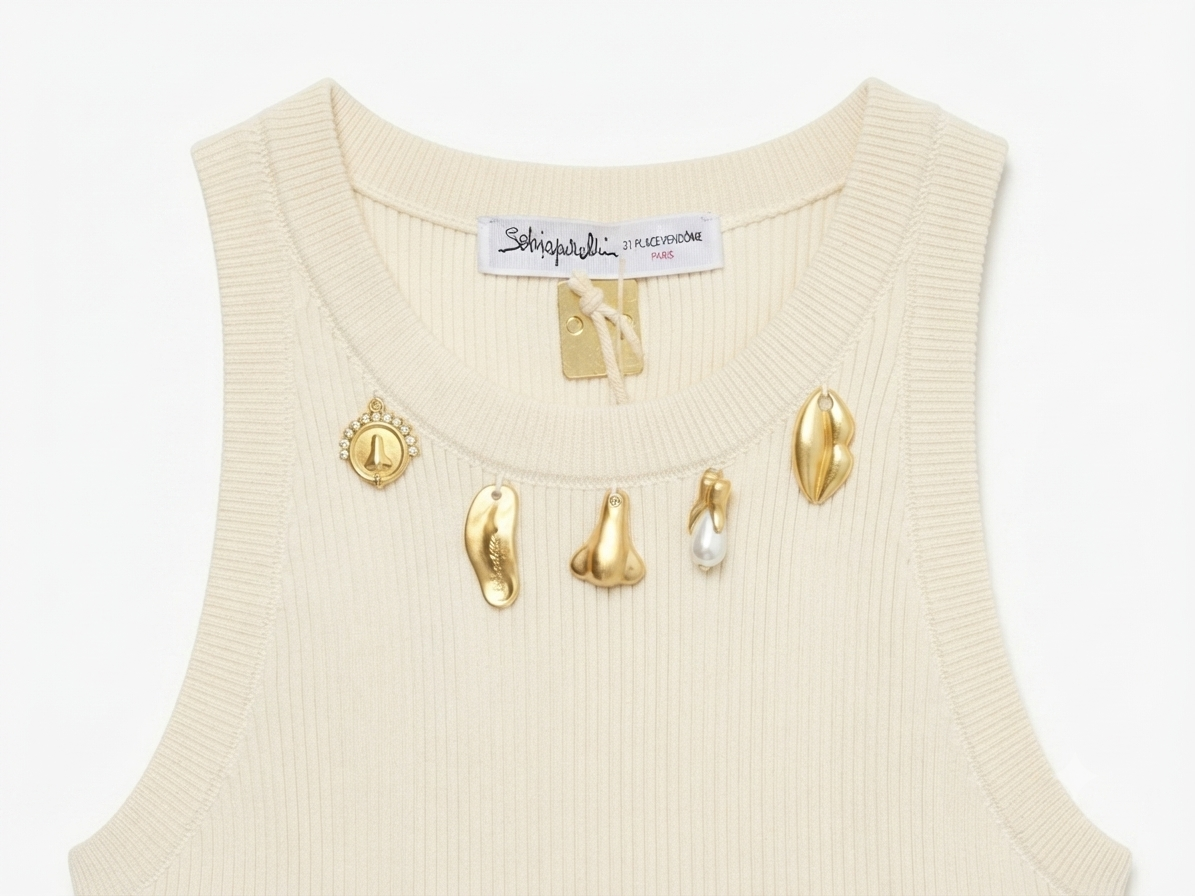 Schiaparelli Ribbed Knit Tank: Made in Italy