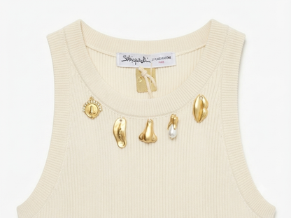 Schiaparelli Ribbed Knit Tank: Made in Italy