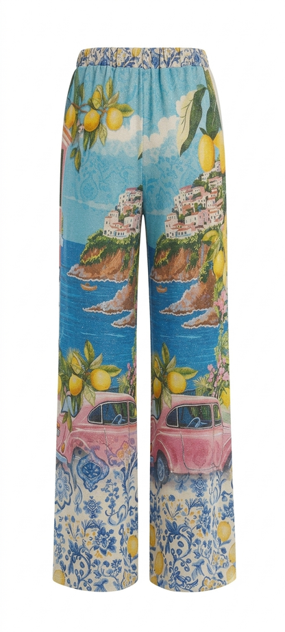 Reversible Italian Two-Piece Set: "La Dolce Vita" Print & Stripes