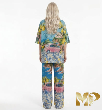 Reversible Italian Two-Piece Set: "La Dolce Vita" Print & Stripes