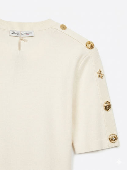 Schiaparelli Iconic Button Embellished Knit Top