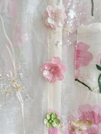 Exquisite Italian Silk & Embellished Blouse