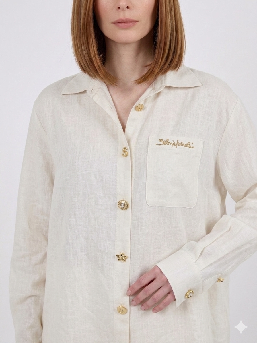 Schiaparelli Linen-Cotton Blend Set – Off-White (Cream)