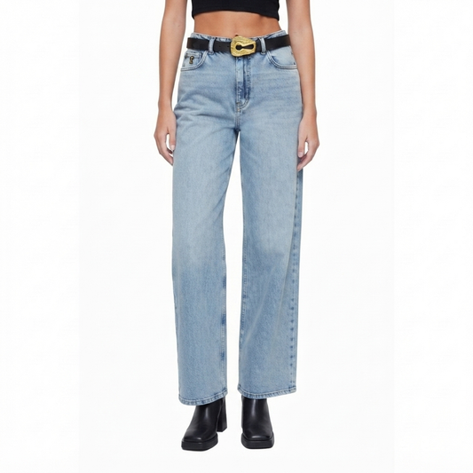 Schiaparelli Wide-Leg Light Wash Denim Jeans