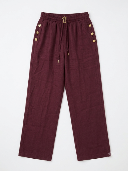 Schiaparelli-Inspired Burgundy Linen Set