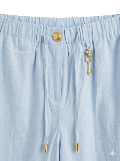 Schiaparelli Linen-Cotton Blend Set – Light Blue