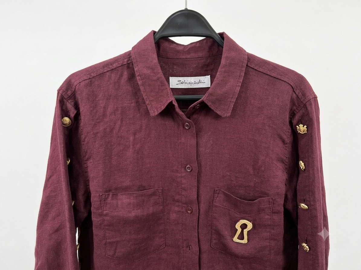 Schiaparelli-Inspired Burgundy Linen Set