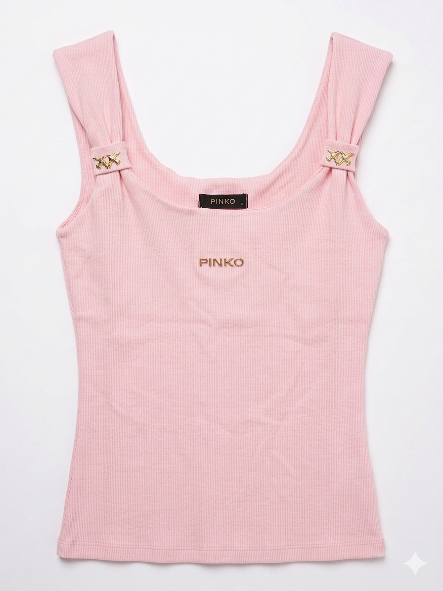 Pinko Love Birds Ribbed Tank Top