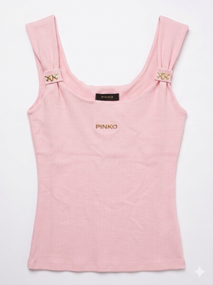 Pinko Love Birds Ribbed Tank Top