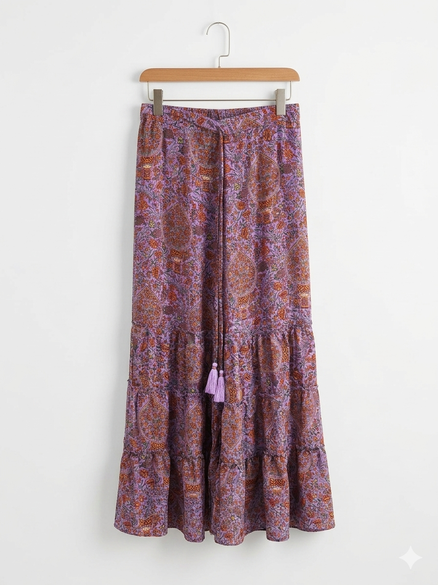 Vibrant Tiered Silk Palazzo Trousers
