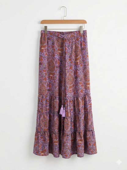 Vibrant Tiered Silk Palazzo Trousers