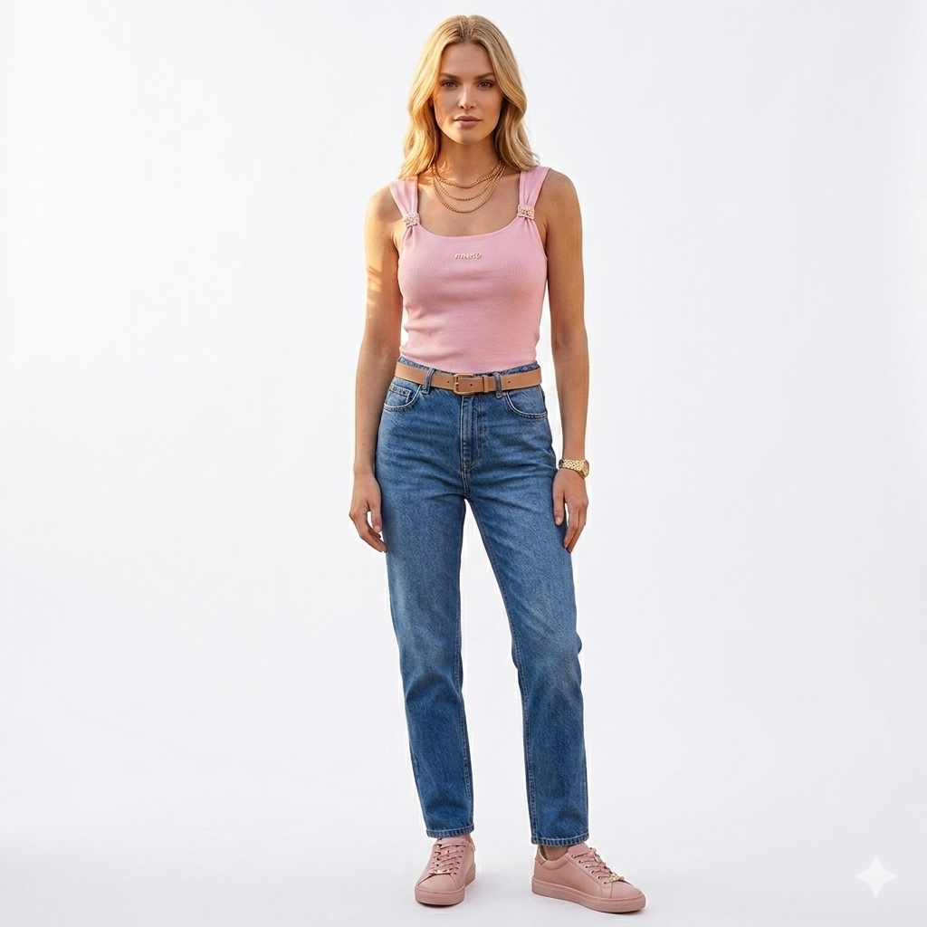 Pinko Love Birds Ribbed Tank Top