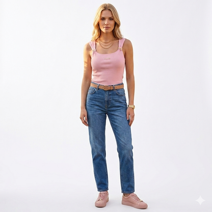 Pinko Love Birds Ribbed Tank Top