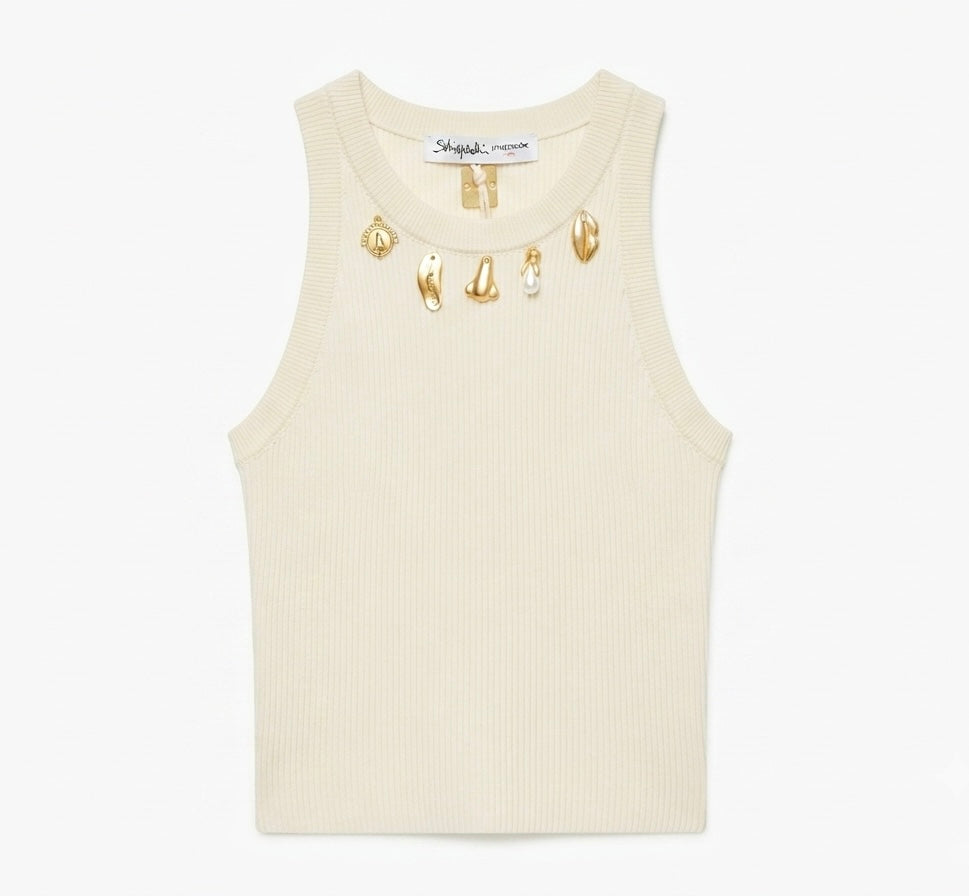 Schiaparelli Ribbed Knit Tank: Made in Italy