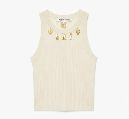 Schiaparelli Ribbed Knit Tank: Made in Italy