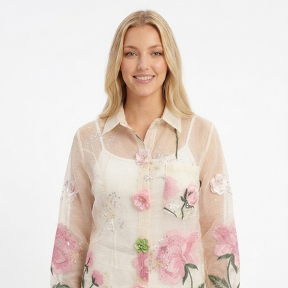 Exquisite Italian Silk & Embellished Blouse