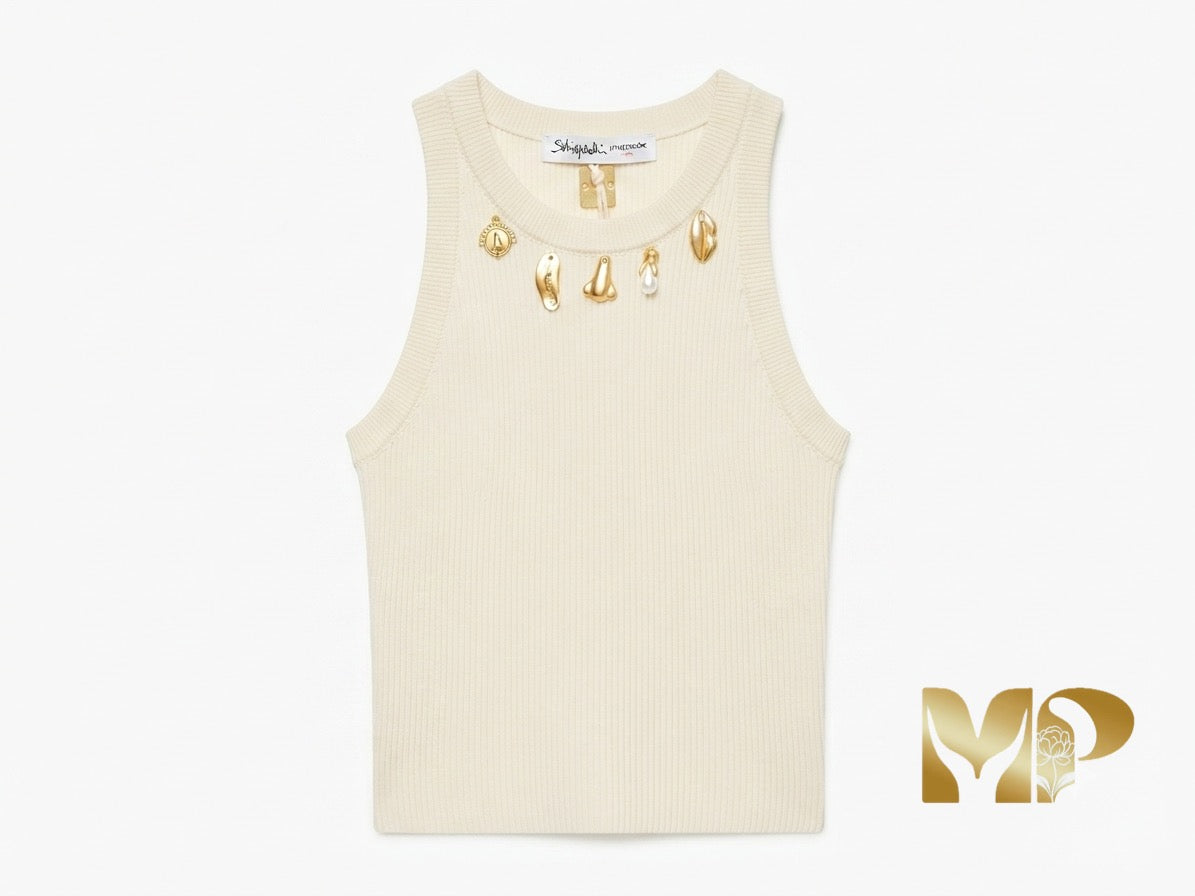 Schiaparelli Ribbed Knit Tank: Made in Italy