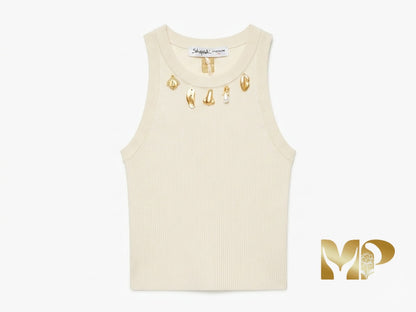 Schiaparelli Ribbed Knit Tank: Made in Italy
