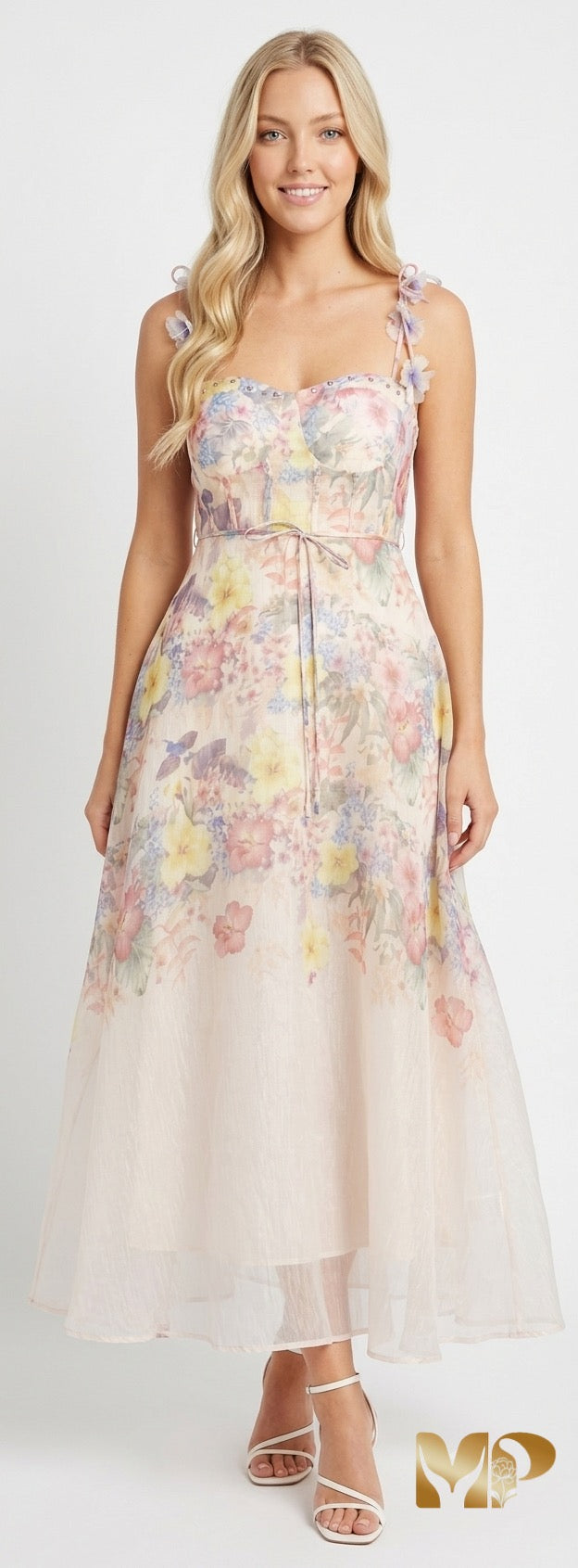 Ethereal Floral Organza Maxi Dress