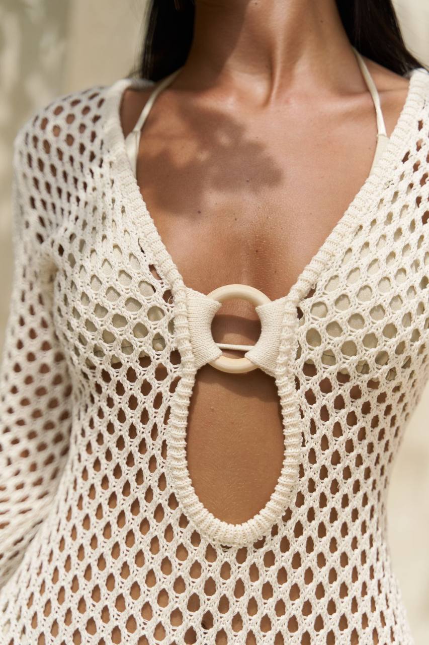 Turkish Knit Ring-Detail Beach Maxi Dress