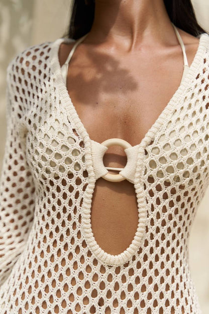 Turkish Knit Ring-Detail Beach Maxi Dress
