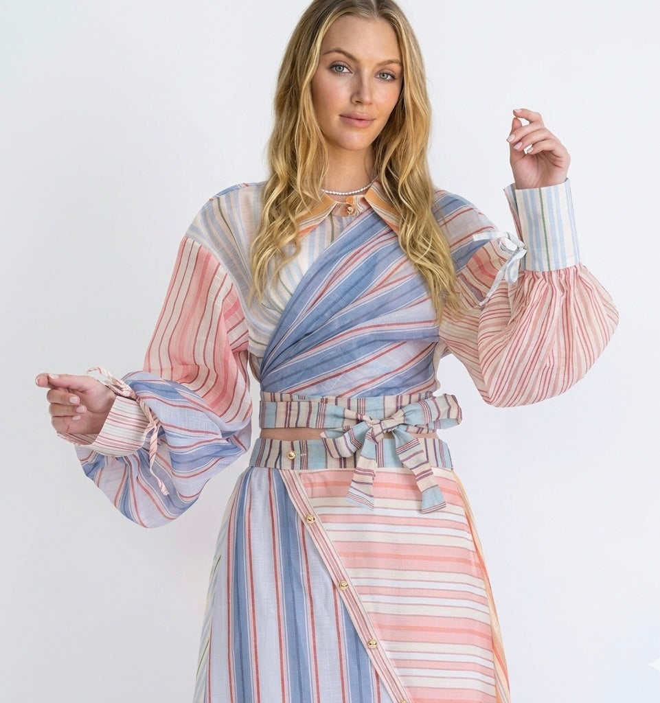 ZIMMERMANN SILK-LINEN STRIPED SET