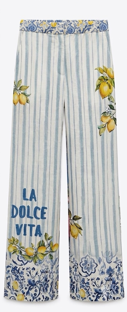 Reversible Italian Two-Piece Set: "La Dolce Vita" Print & Stripes