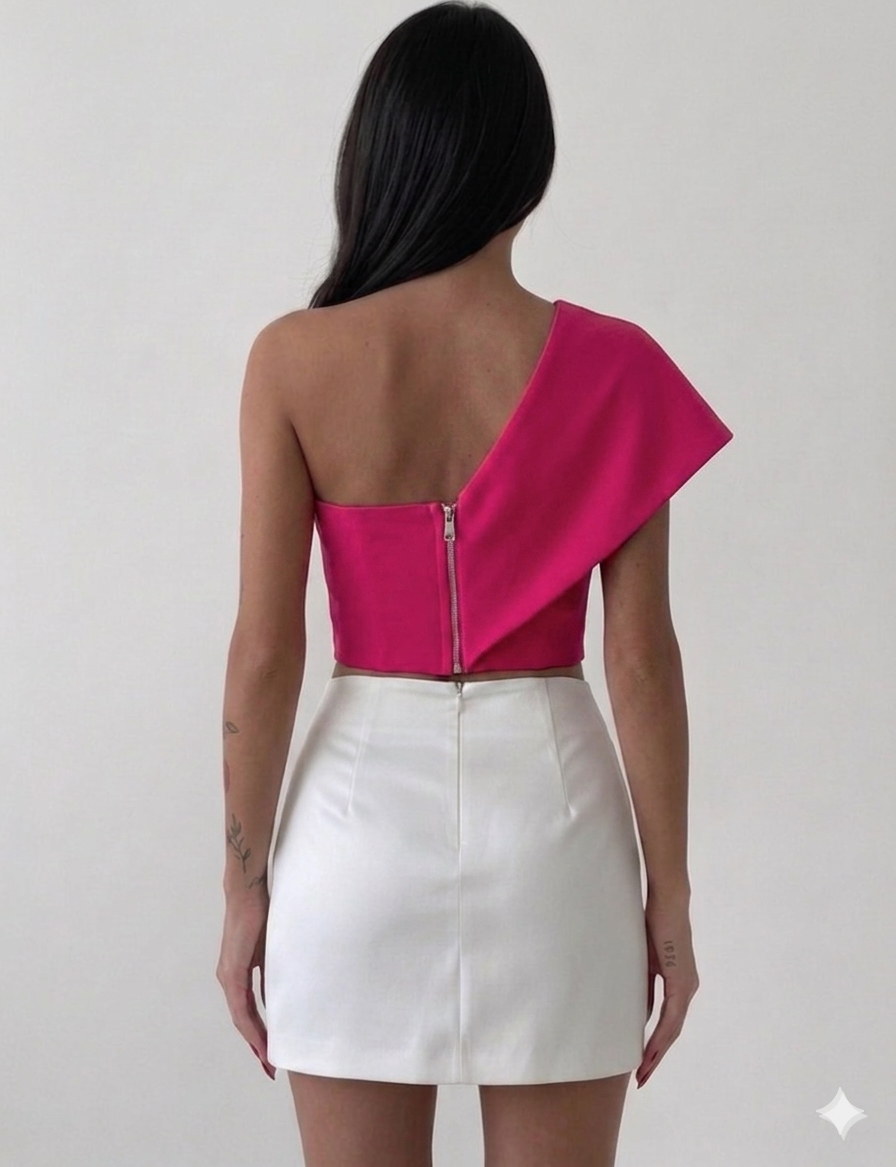 Vibrant Fuchsia One-Shoulder Statement Top