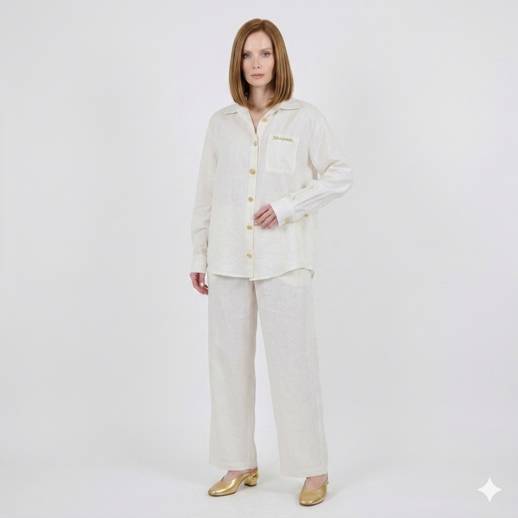Schiaparelli Linen-Cotton Blend Set – Off-White (Cream)