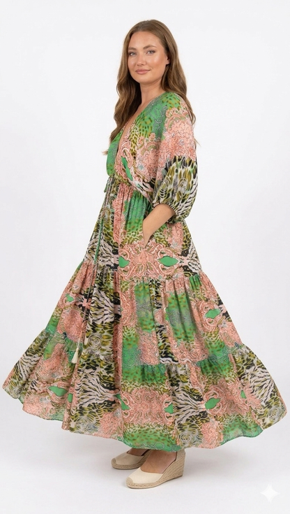 Chic Indo-Western Silk Maxi Dress