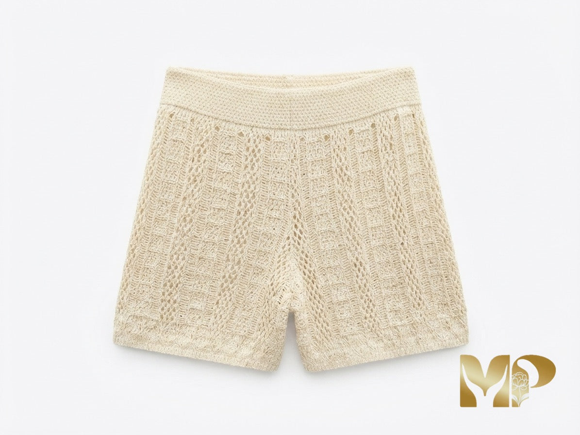 Luxury Metallic Knit Top & Shorts Set
