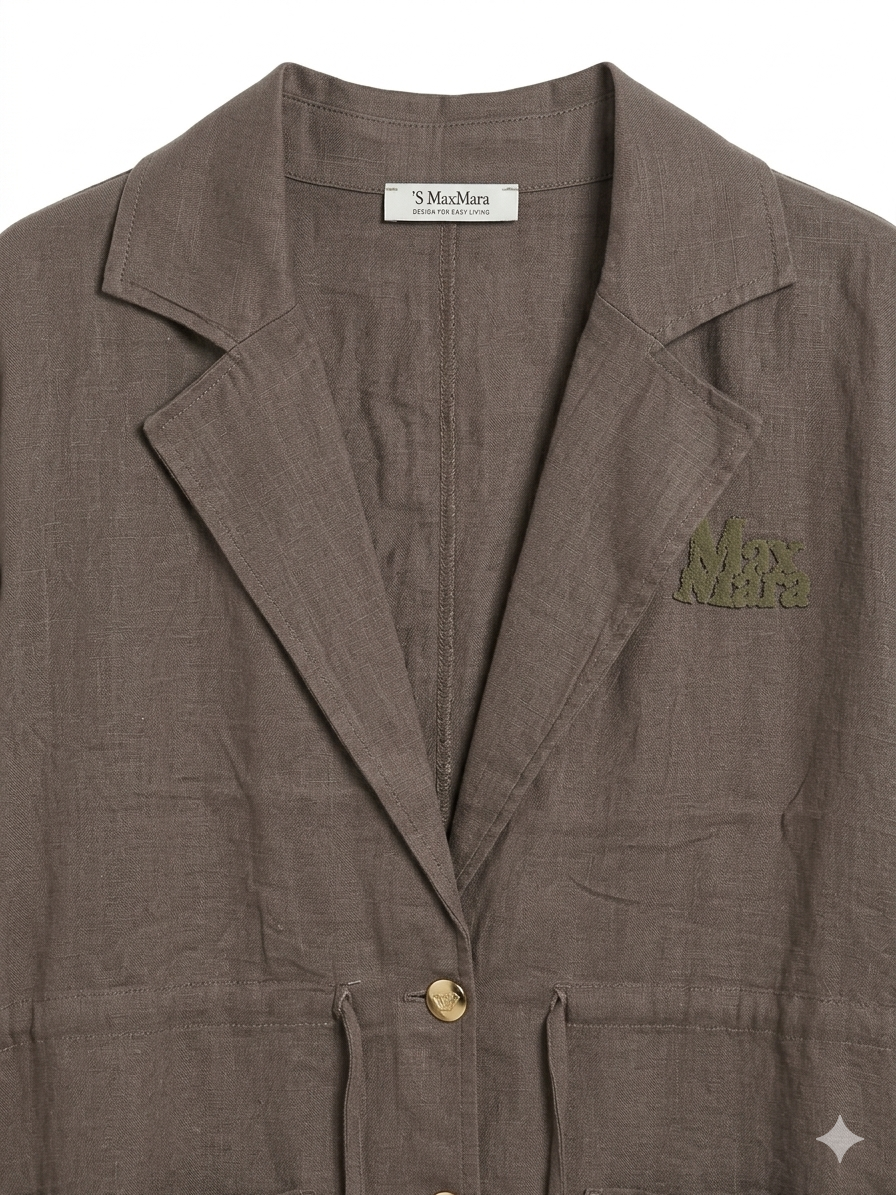 Max Mara Luxury Linen-Cotton Blend Suit with Logo Detailing
