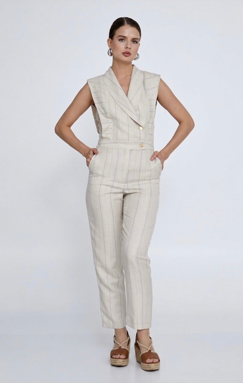 Premium Pinstripe Linen Statement Piece