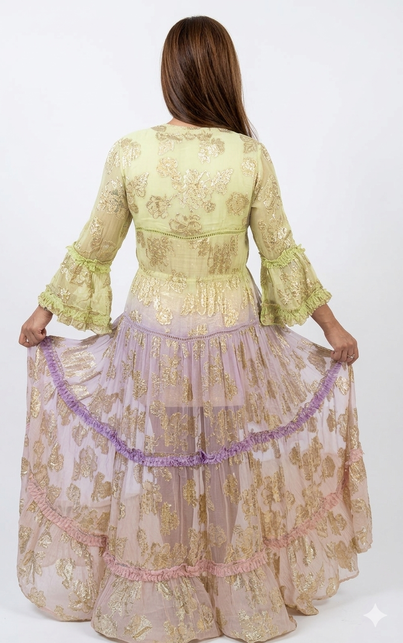 Boho-Chic Indian Embroidered Chiffon Kimono
