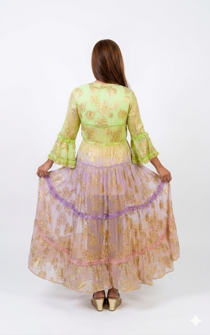 Boho-Chic Indian Embroidered Chiffon Kimono