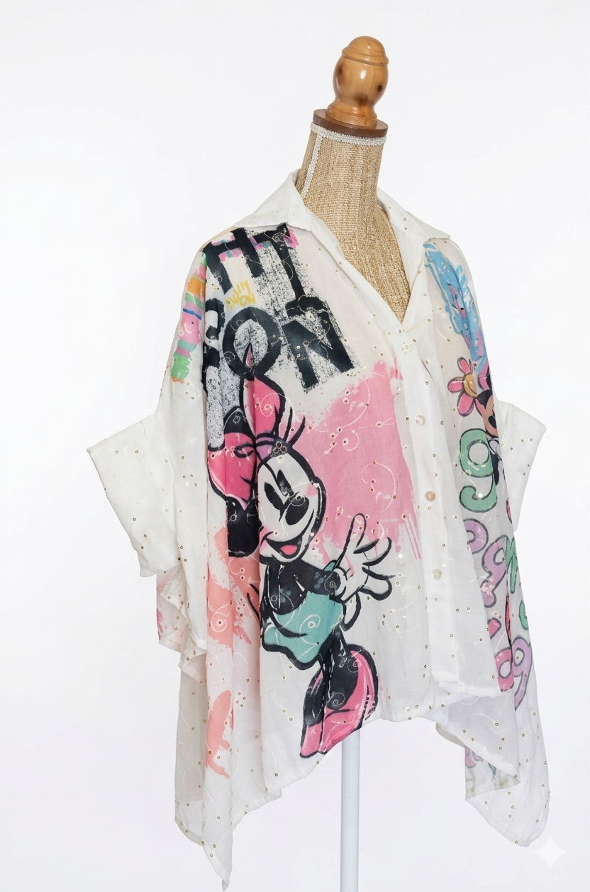 Italian Oversized Disney Shirt – Sparkling Cotton Poplin – One Size